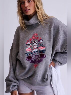 free people movement On Your Mark Logo Mock Neck Pullover